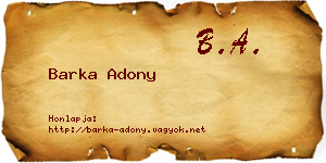 Barka Adony névjegykártya
